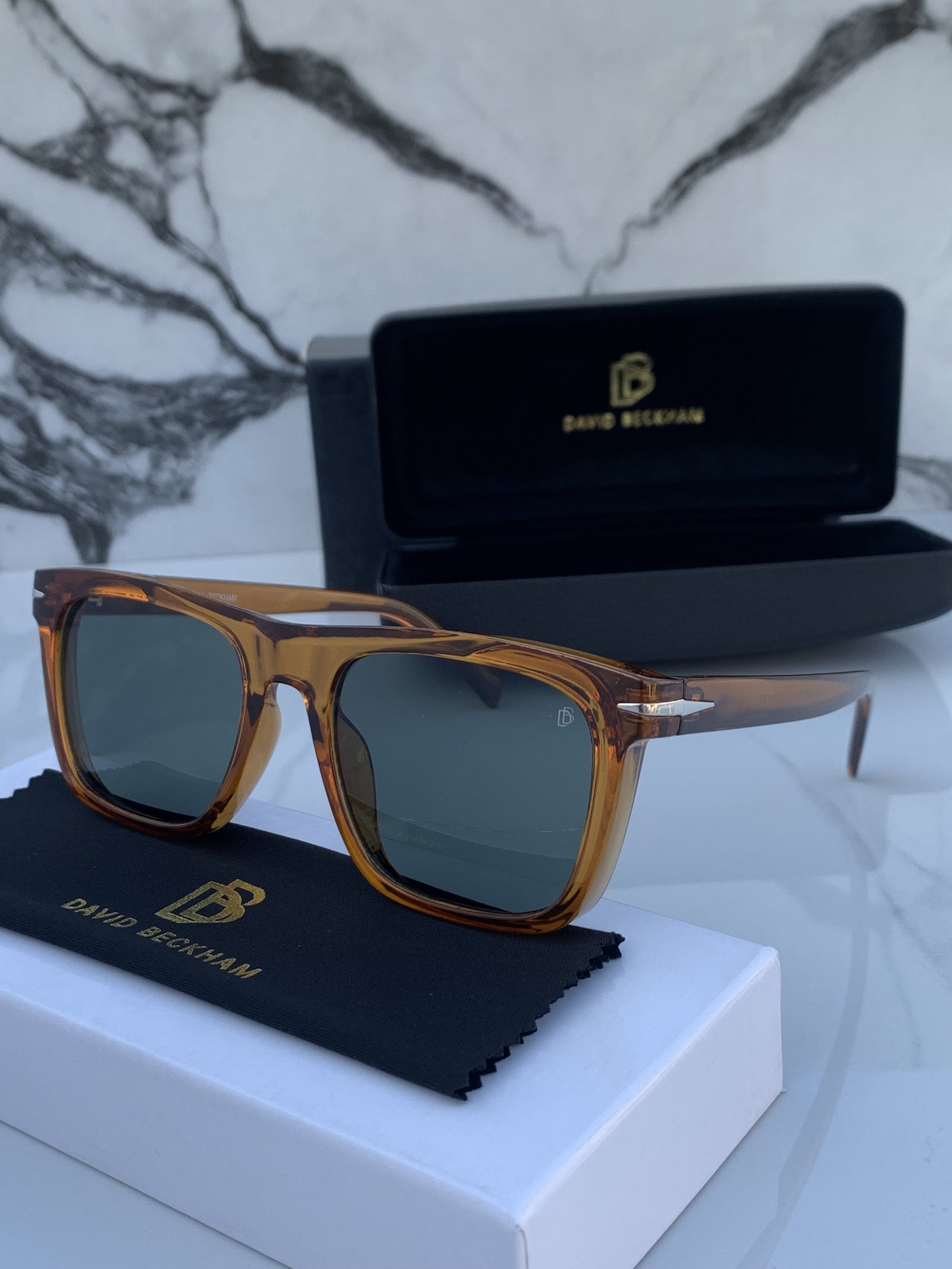 Branded Db Square Brown Green Sunglasses